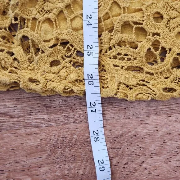 Lucky Brand Women's Crochet Lace Boho Mustard Yellow Sleeveless Tank Top Size XL - Picture 8 of 8